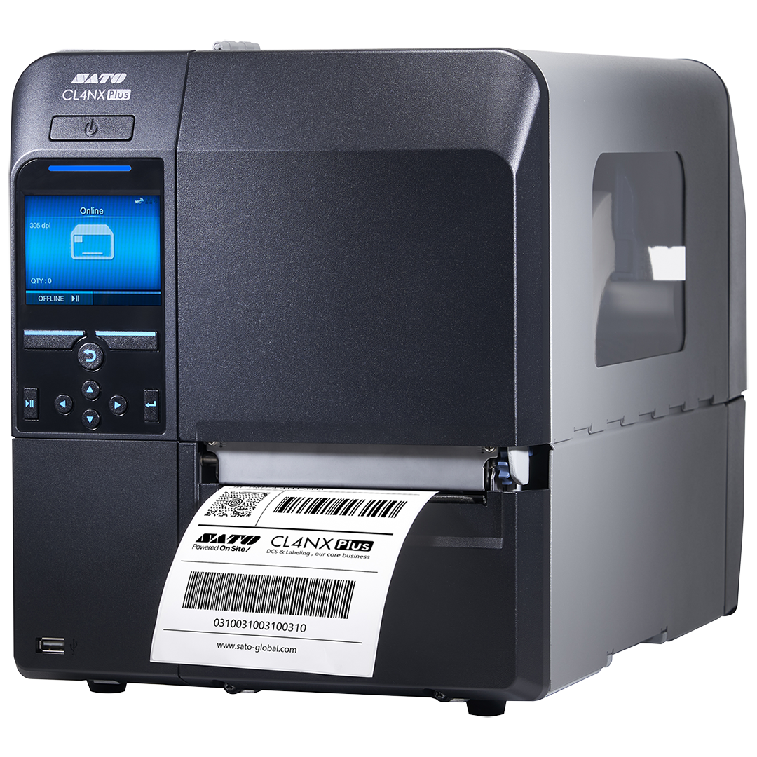 SATO CL4NX Plus - impresora industrial conectada de 4 pulgadas en configuración de referencia