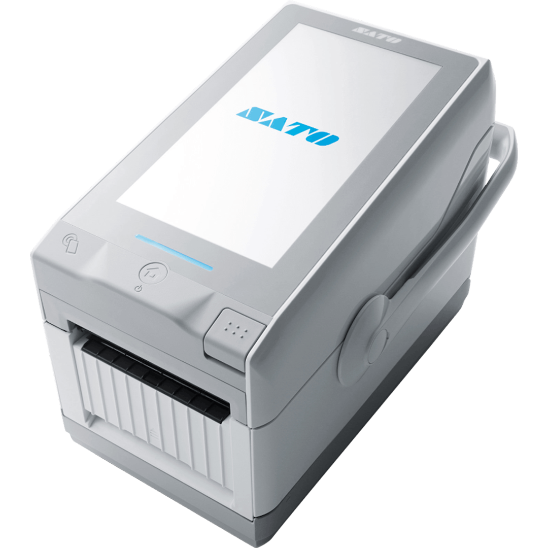 SATO FX3-LX - impresora inteligente portátil de etiquetas en configuración de referencia