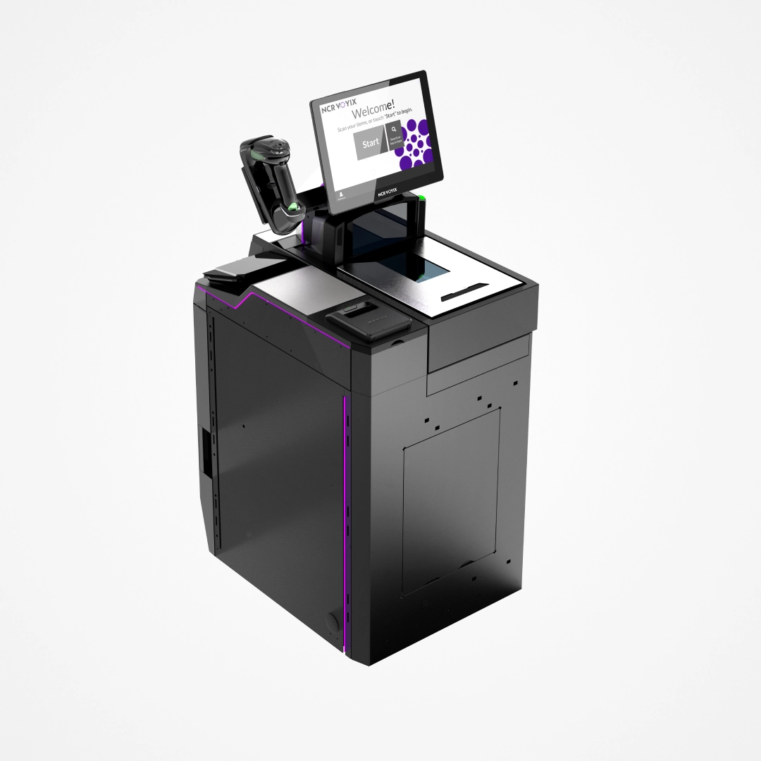 NCR Voyix Self-Checkout convertible en configuración de referencia